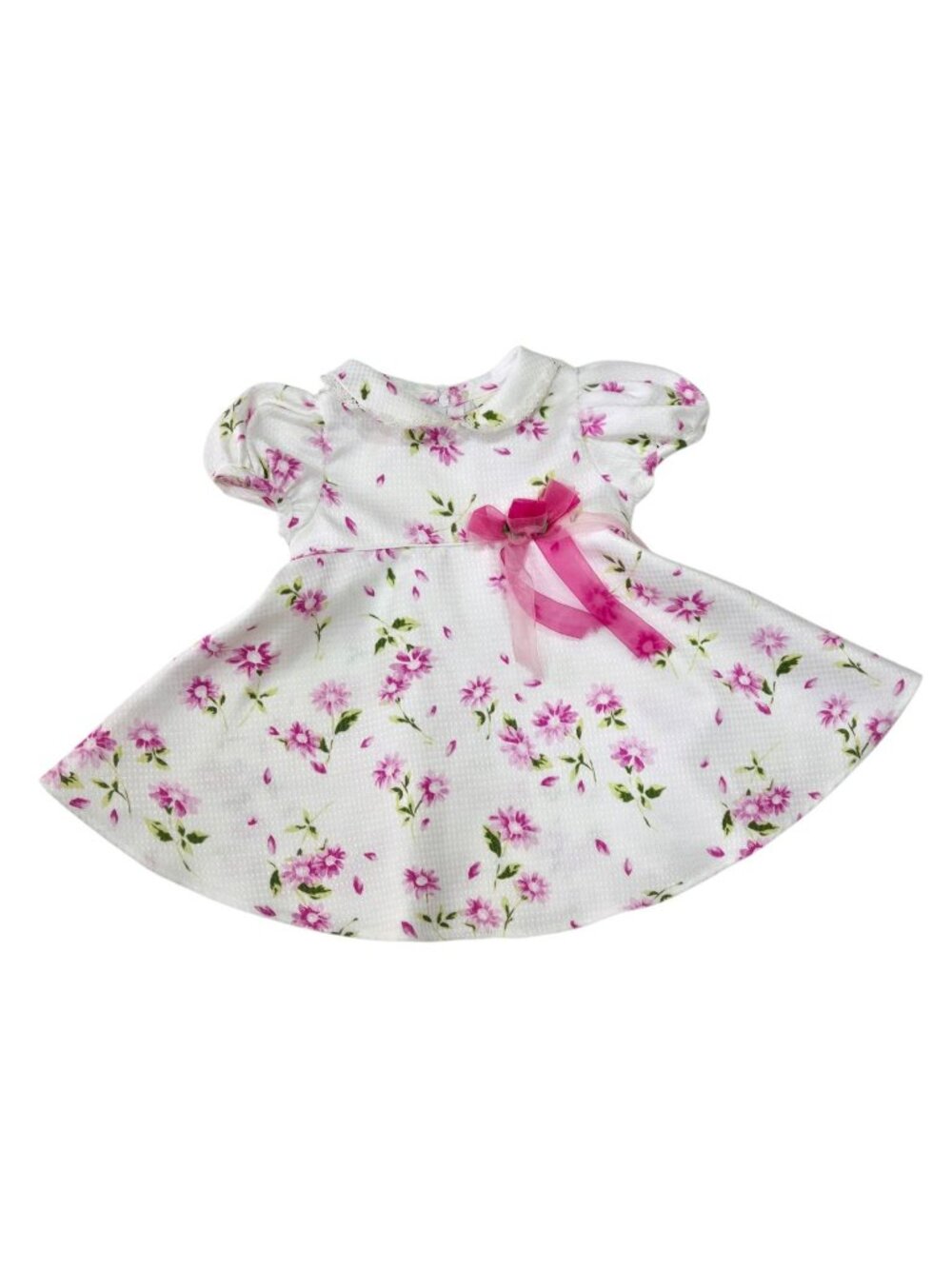 Vintage Baby Togs Dress Girls 18M Pink Floral Puff Sleeve Bow 80s 90s